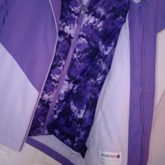 Swiss Tech Purple Kids Double Puffer Jacket NWT - Picture 7 of 7
